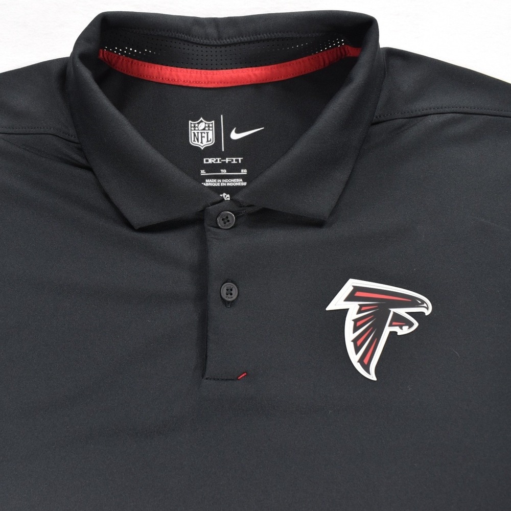Nike NFL Atlanta Falcons Dri-FIT Polo Shirt Mens XL Black Red Graphic Stripe